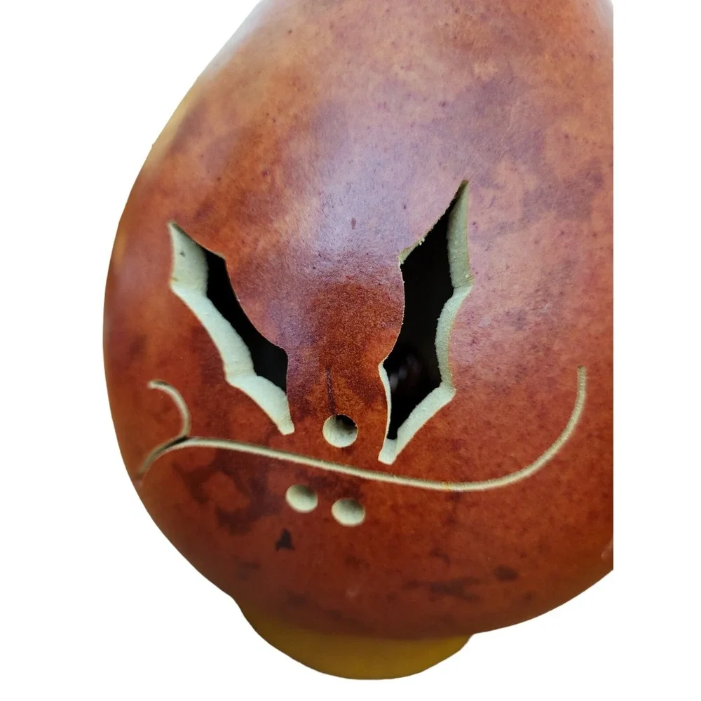 MEADOWBROOKE Gourd Hand-crafted Lighted Lamp Luminary Autumn Nightlight Signed‎